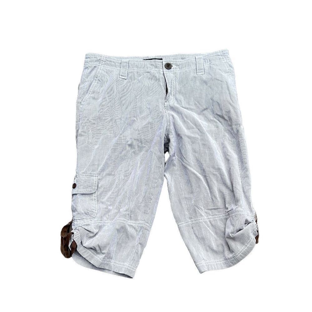EDDIE BAUER Grey & White Striped Cropped Pants Size 6
